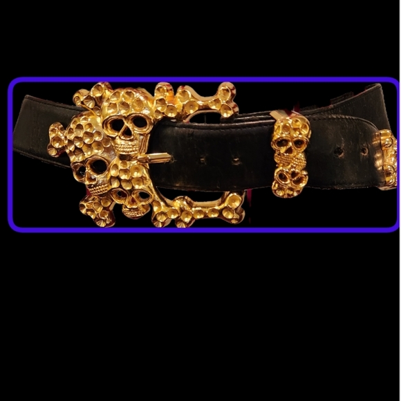 DANTE' HUGH GOLD SKULLS BELT.VERY RARE - Picture 1 of 6